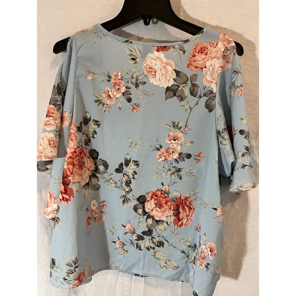 Emery Rose Women's Blouse XL Blue Floral NWT - Picture 4 of 6